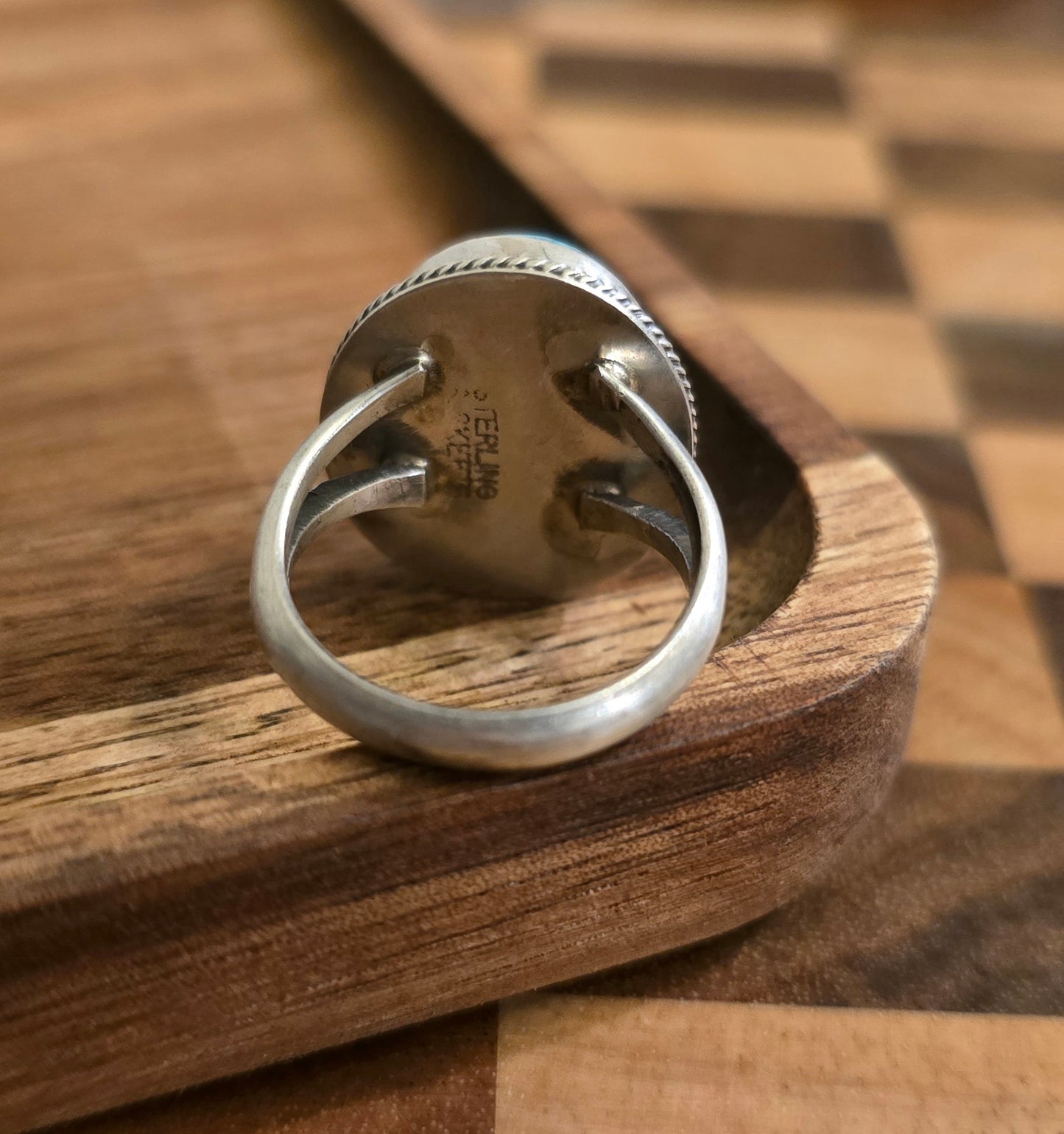 Kingman Turquoise and Sterling Ring Size 7.25