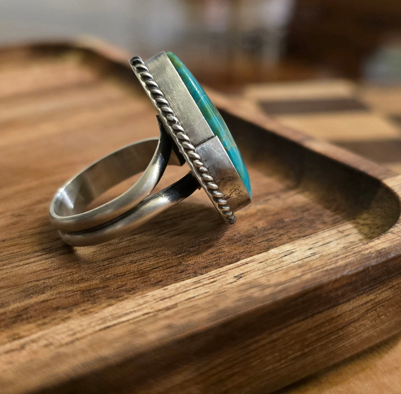 Kingman Turquoise & Sterling Adjustable Ring