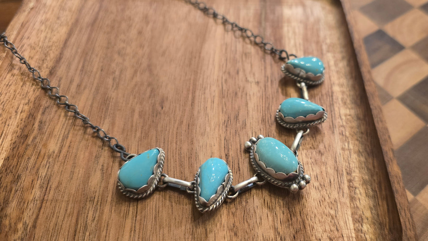 Blue Glacier Turquoise and Sterling Choker