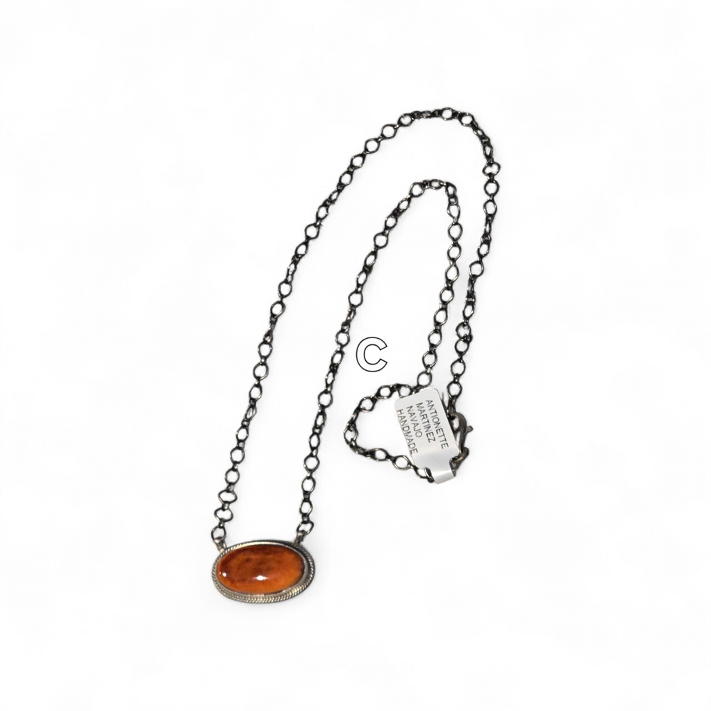 Antoinette Martinez Orange or Red Spiny & Sterling Necklaces
