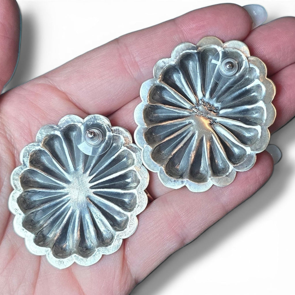 Glen Livingston Sonoran Mountain Turquoise Sterling Silver Repoussé Earrings