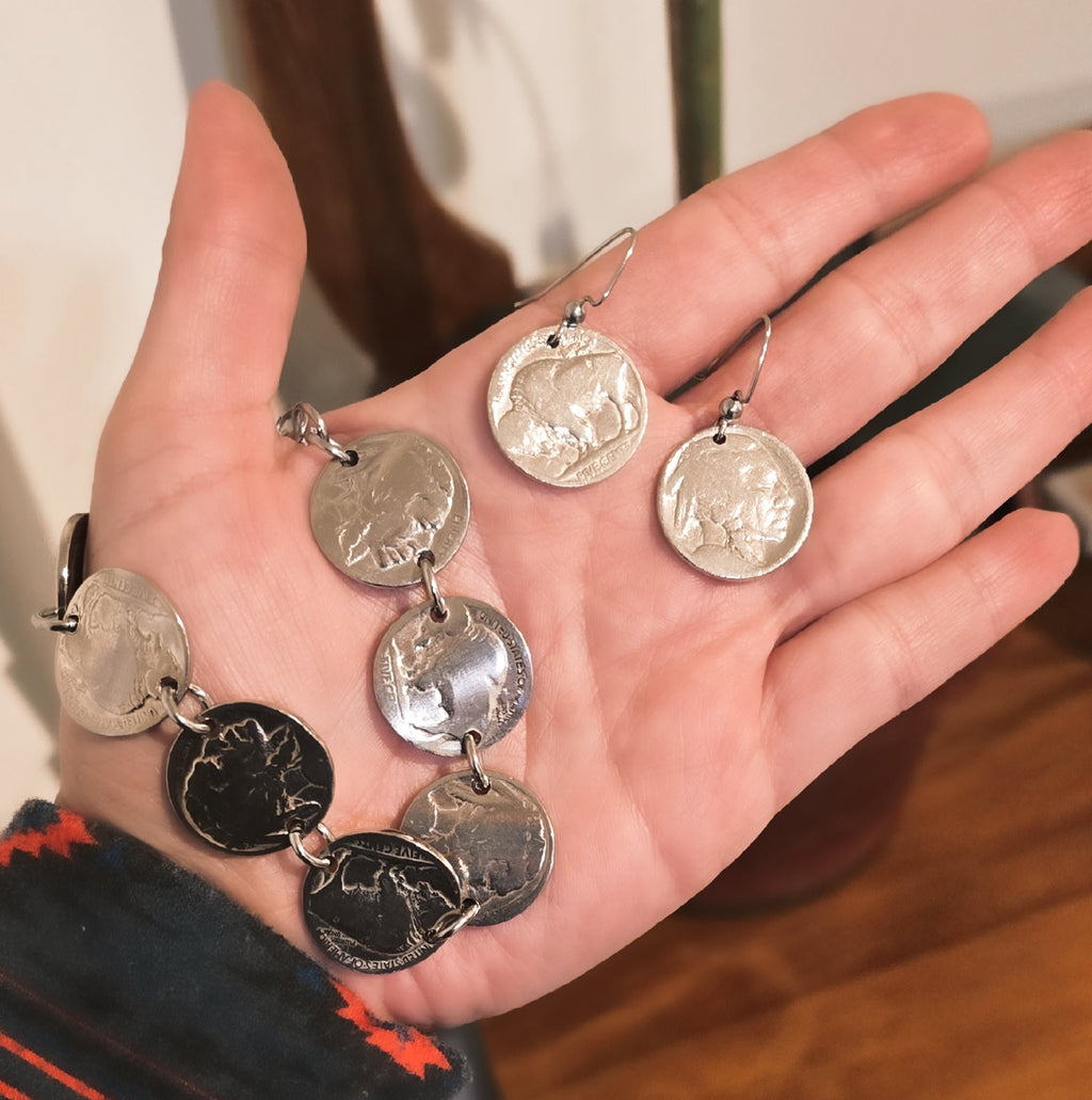 Buffalo Nickel Coin Bracelet or Earrings