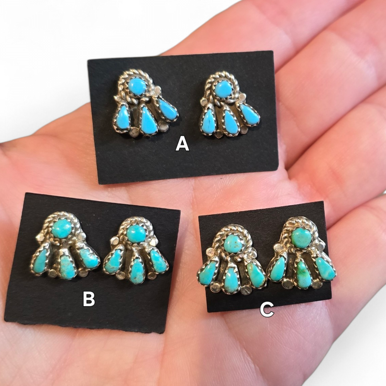 Zuni Turquoise Cluster Earrings