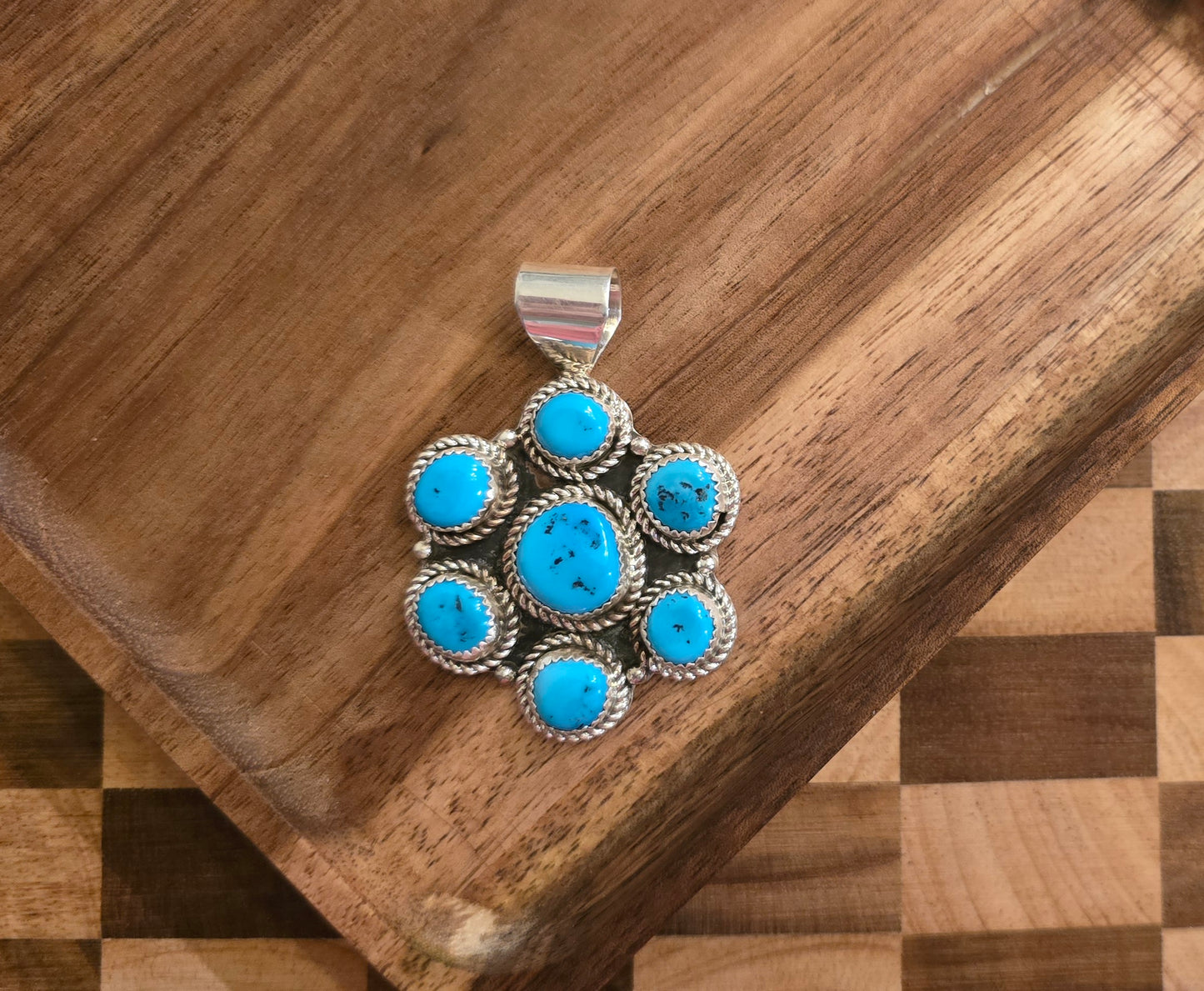 Kingman Turquoise and Sterling Pendant