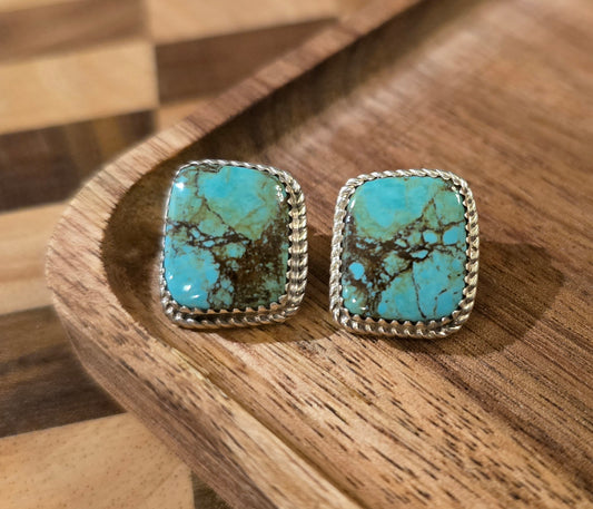 Kingman Turquoise and Sterling Earrings