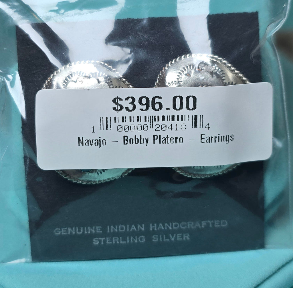 Bobby Platero Kingman Turquoise & Sterling Cowboy Hat Earrings