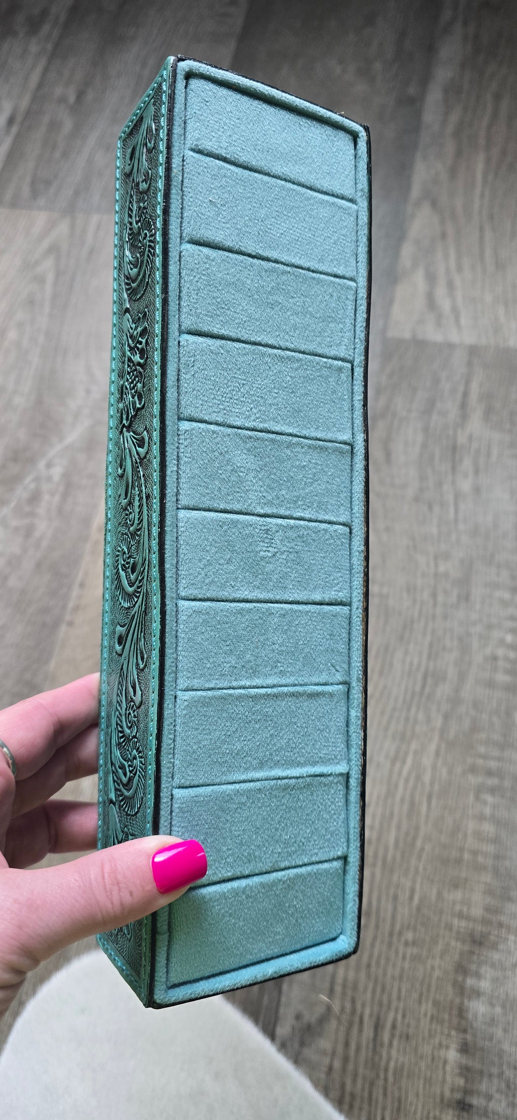 Turquoise Tooled Leather Ring Holder