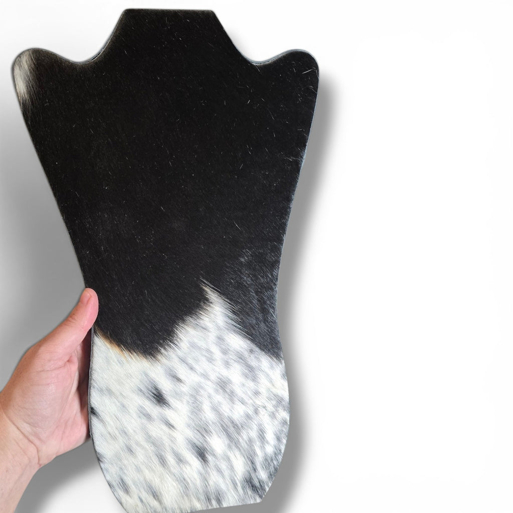 Black & White Hide With Leather Back Necklace Stand
