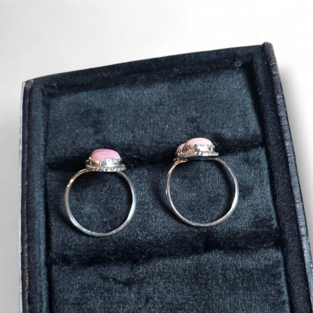 Pink Conch & Sterling Adjustable Rings