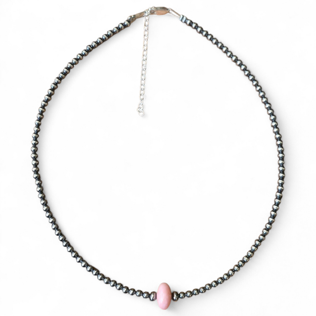 3mm Sterling Pearls & Pink Conch Necklace