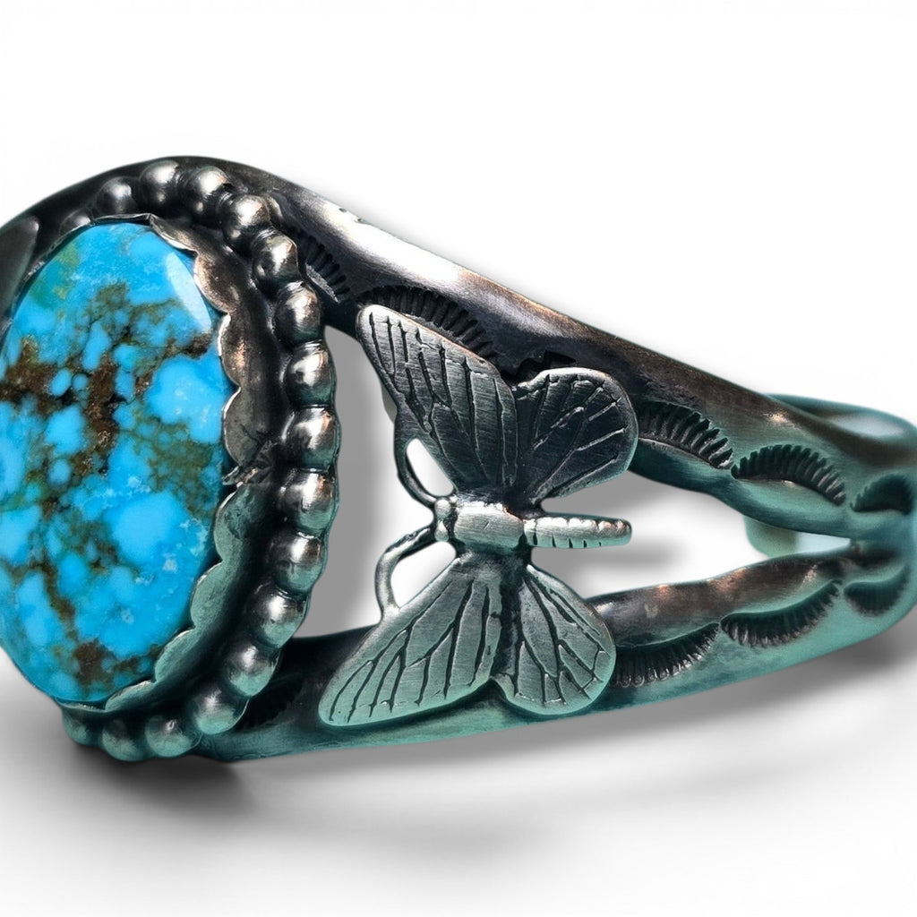 Native Made Waterweb Kingman Turquoise Butterfly Cuff