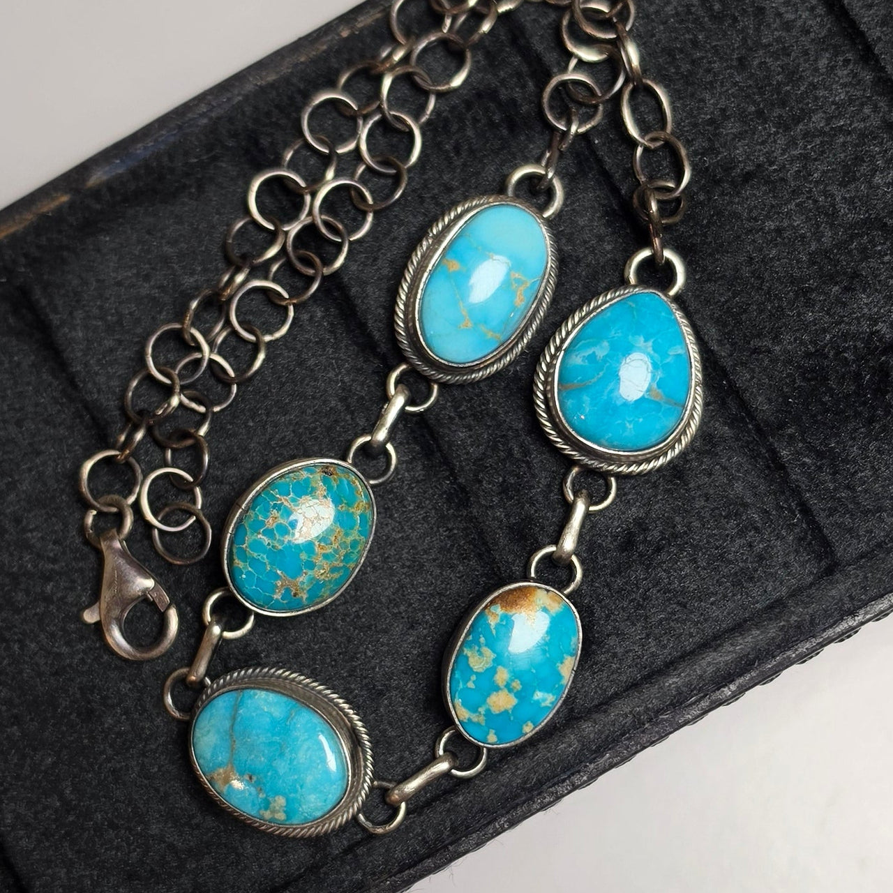 Native Made Mixed Turquoise & Sterling Choker 15 inches