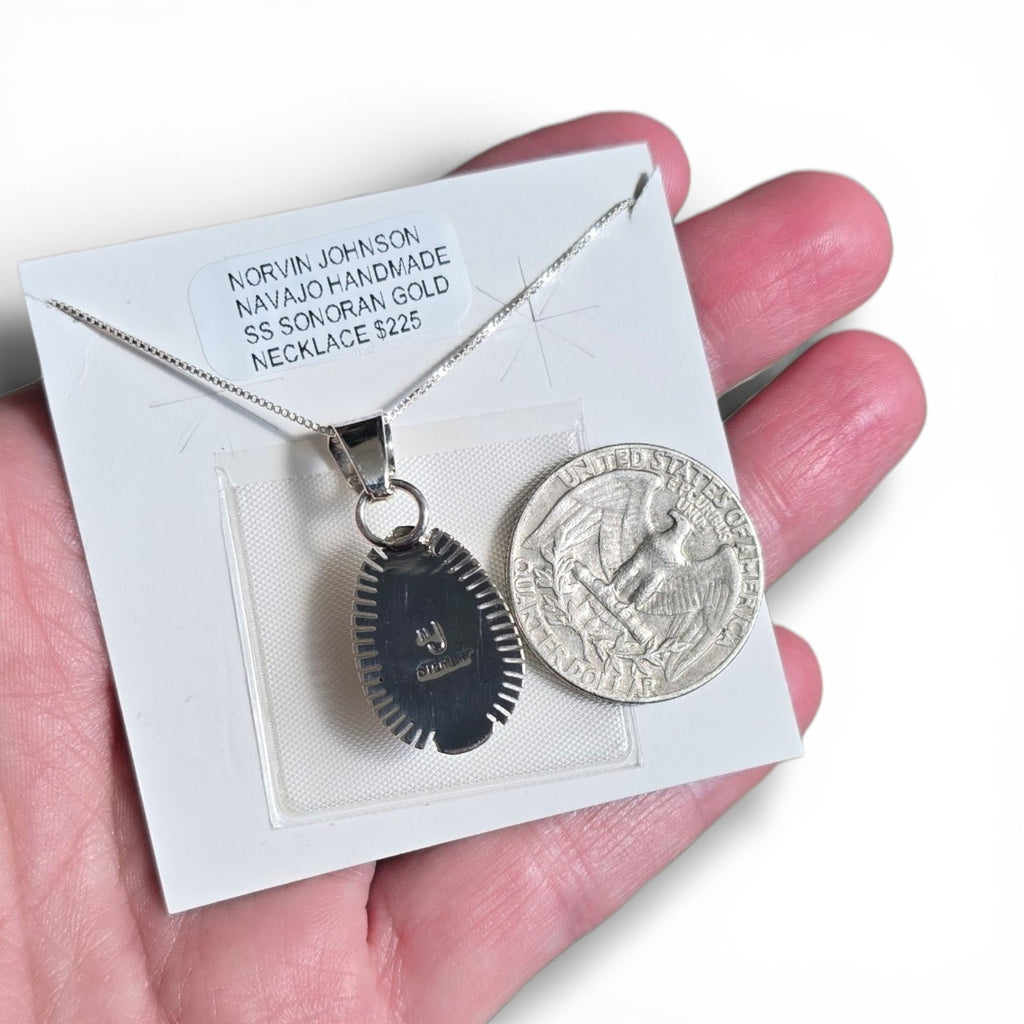 Native Made Sonoran Gold & Sterling Pendant With 18 inch Sterling Chain