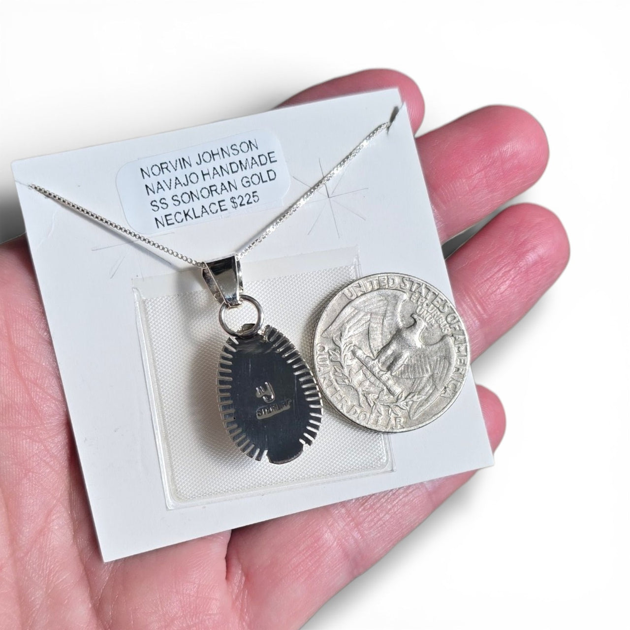 Native Made Sonoran Gold & Sterling Pendant With 18 inch Sterling Chain