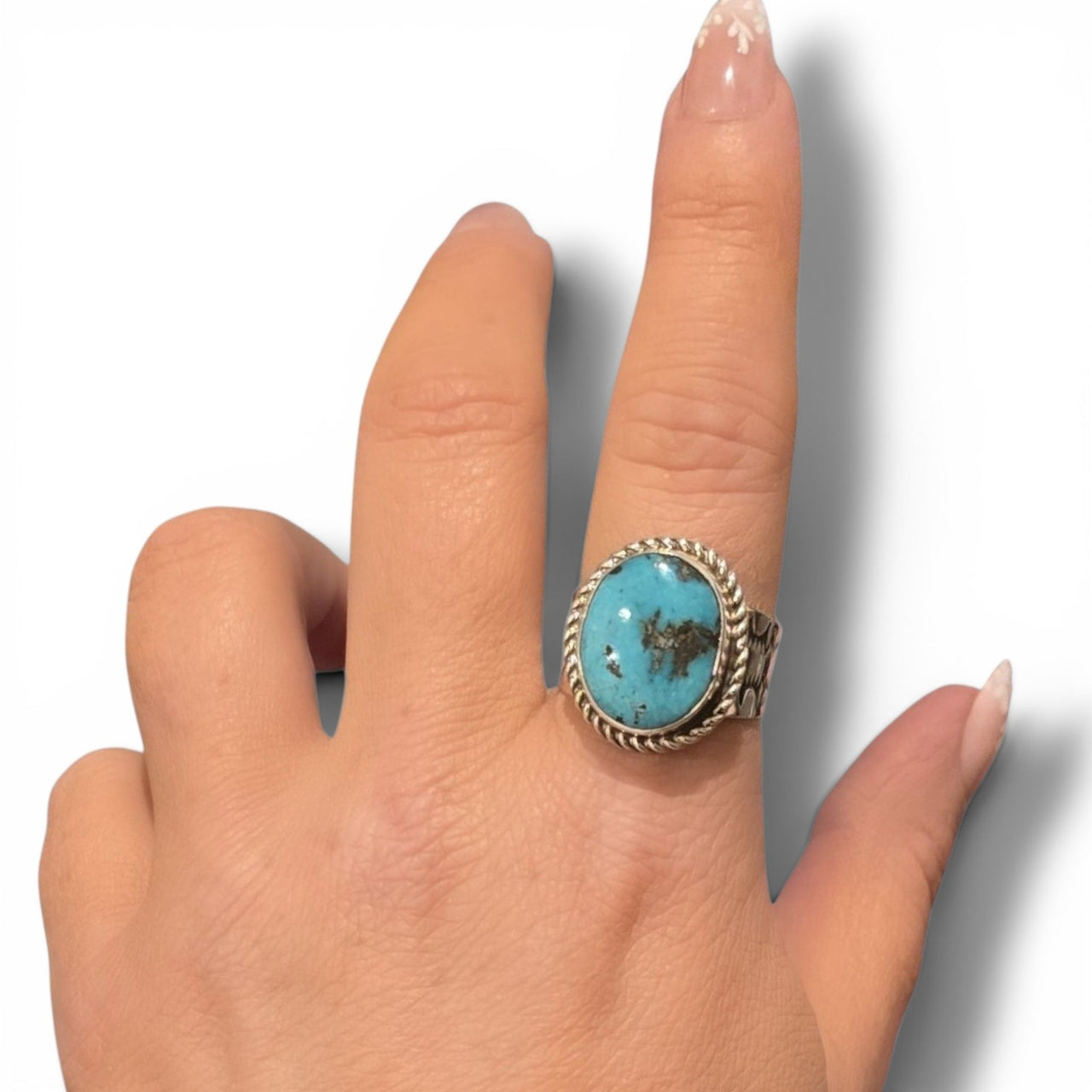 Native Made Hubei Turquoise & Sterling Ring Size 10