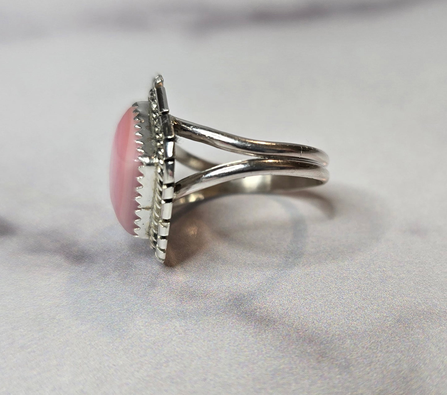 Pink Conch and Sterling Size 6.5