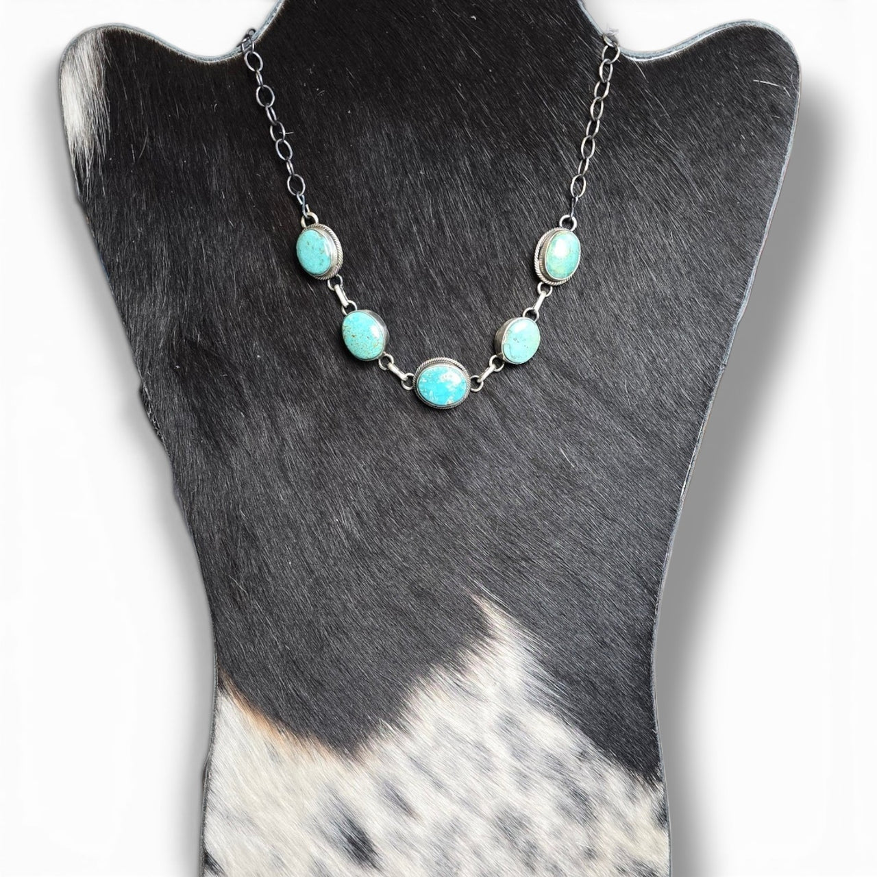 Native Made Mixed Turquoise & Sterling Choker 15 inches
