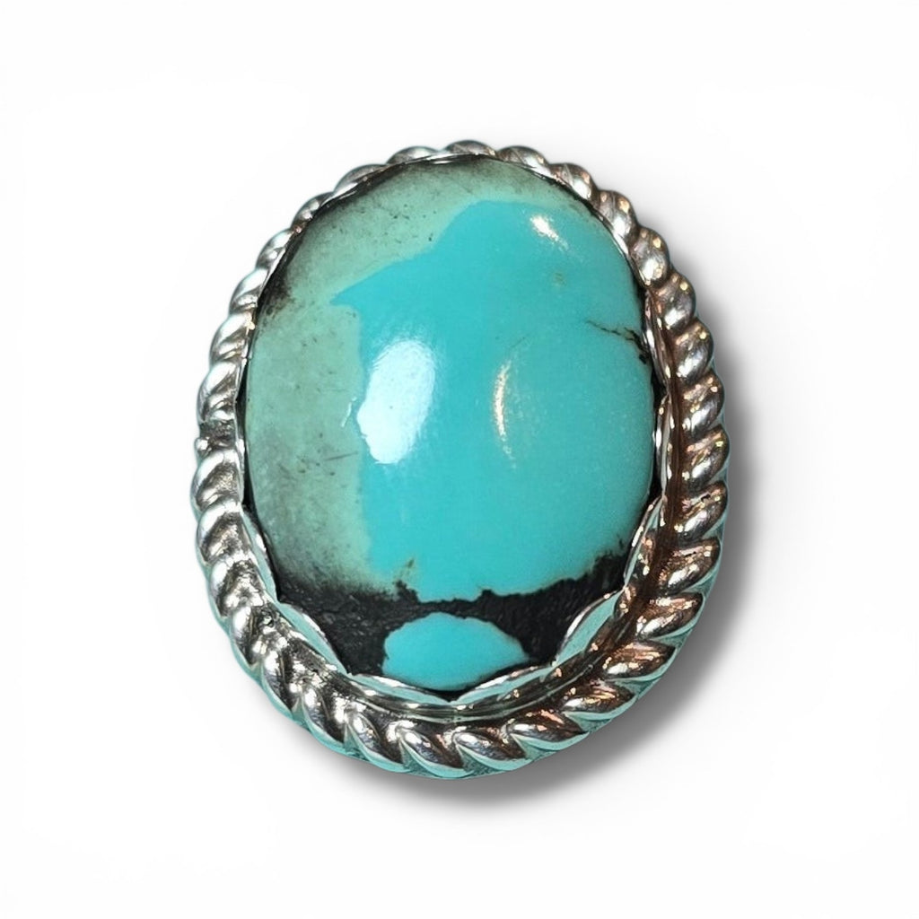 Native Made Kingman Turquoise & Sterling Ring Size 8.5