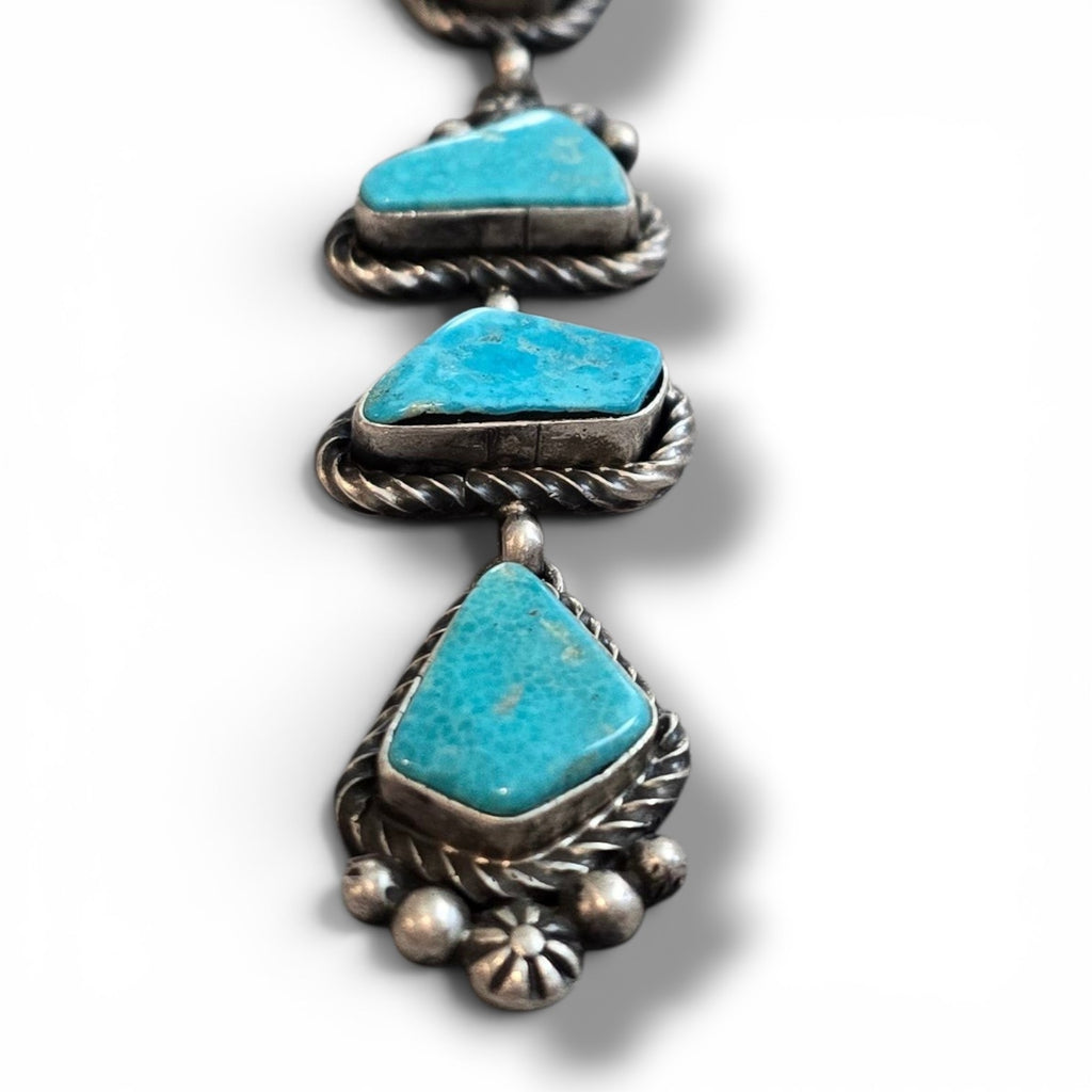 Native Made Kingman Turquoise & Sterling Lariat Plus Earrings Set