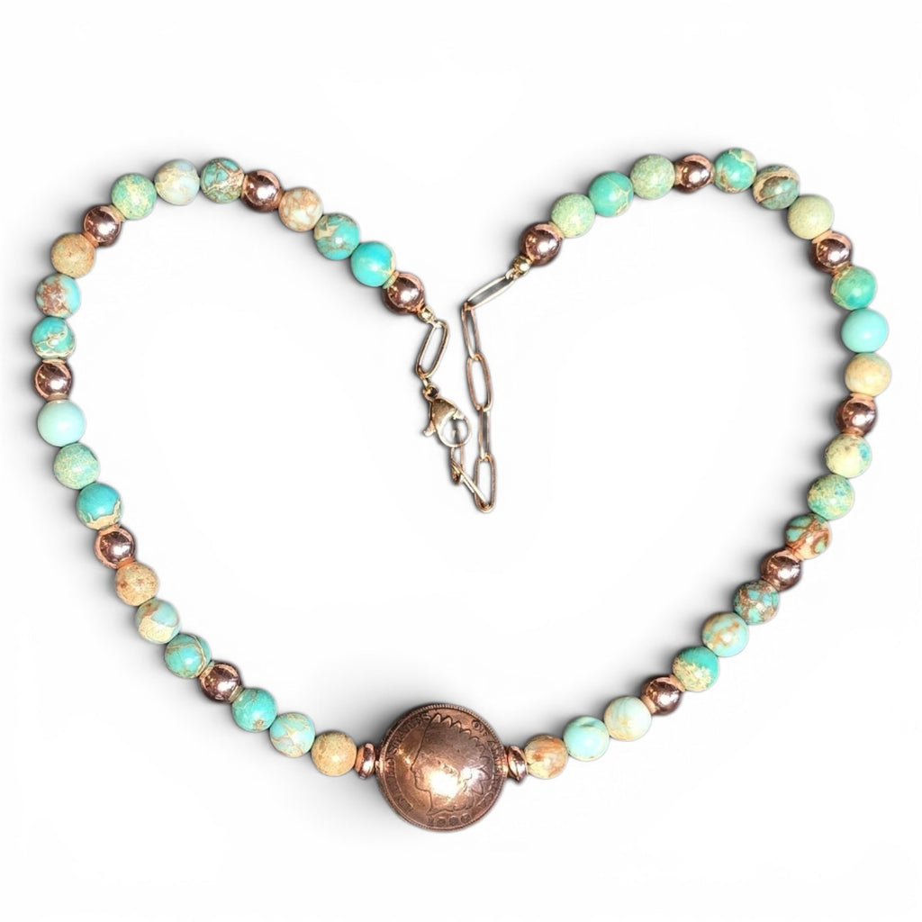 Indian Head Penny Choker Necklace 14 - 15.5 inches