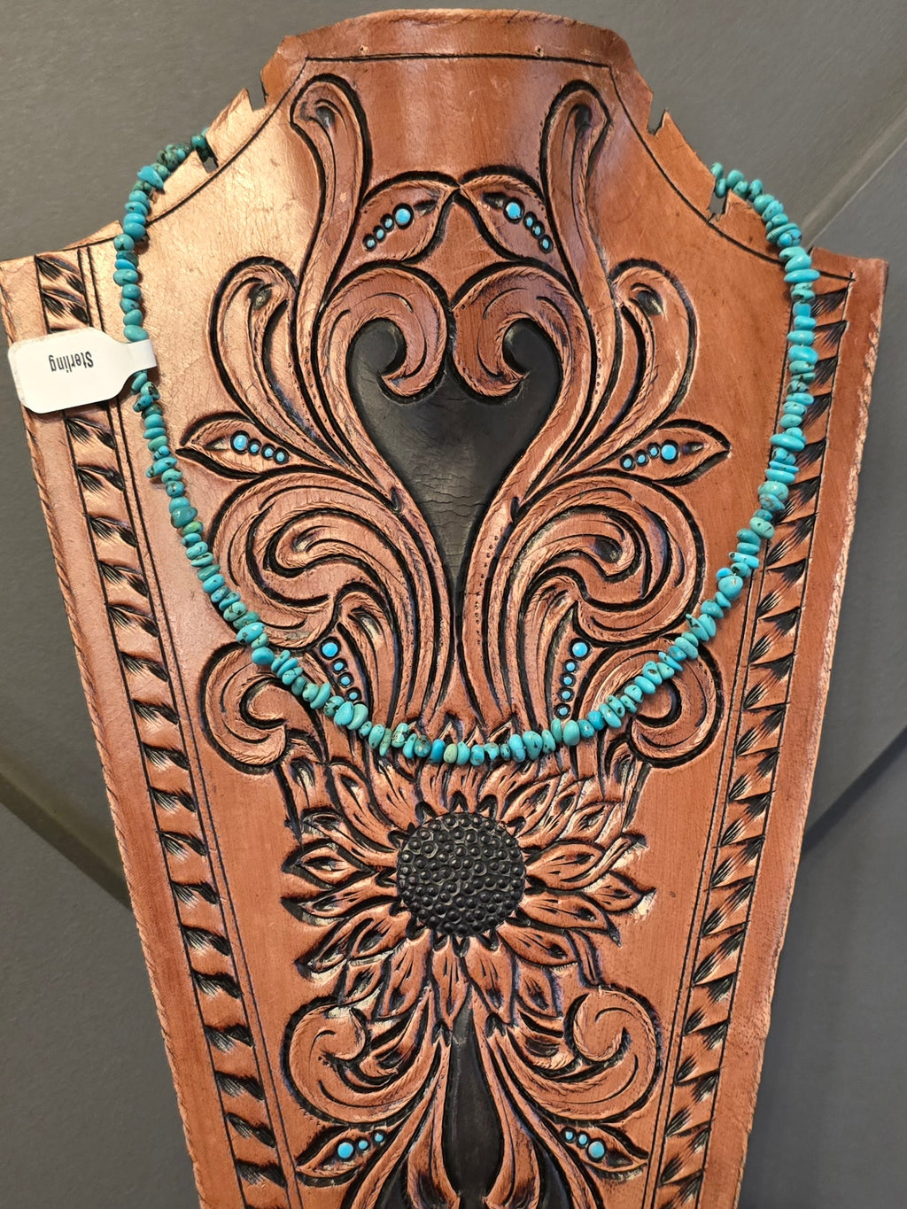 Turquoise and Sterling Necklace 16 inches