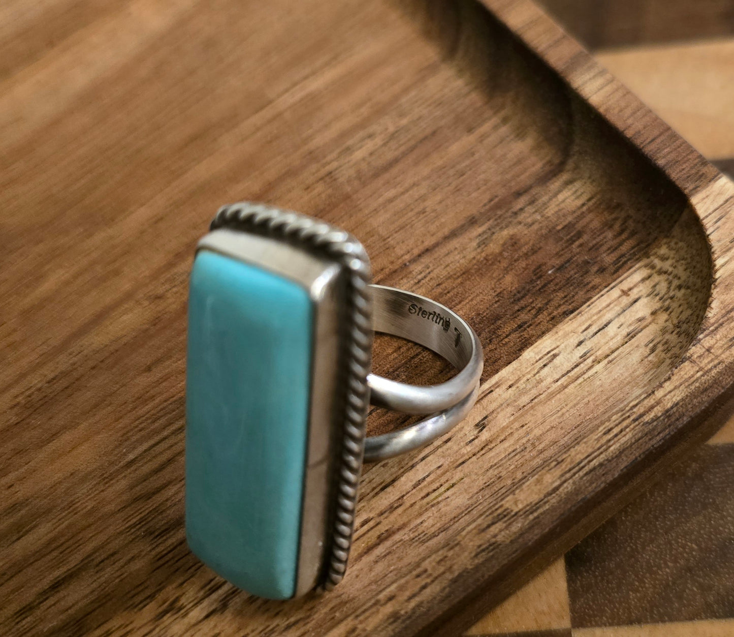 Kingman Turquoise and Sterling Adjustable Ring