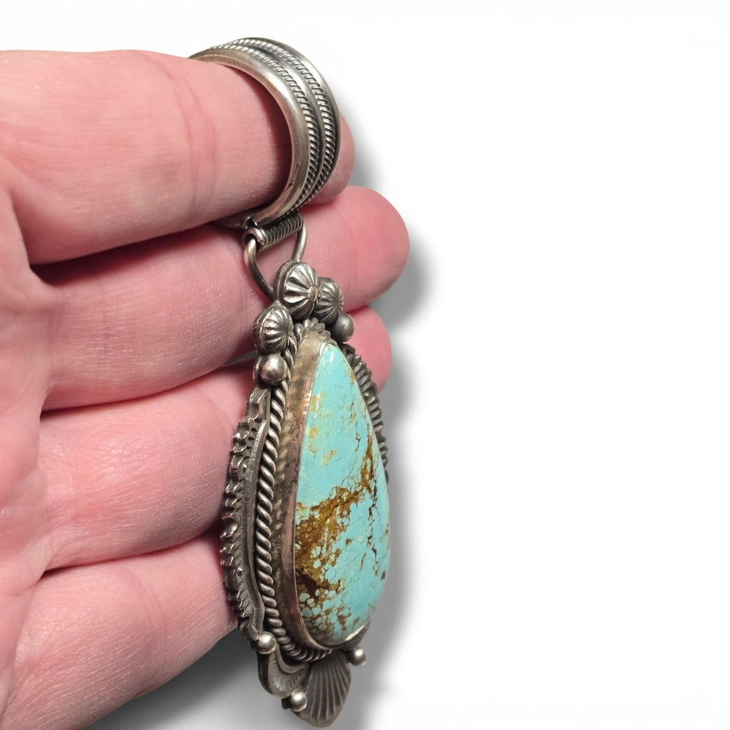 Native Made Kingman Turquoise & Sterling Pendant