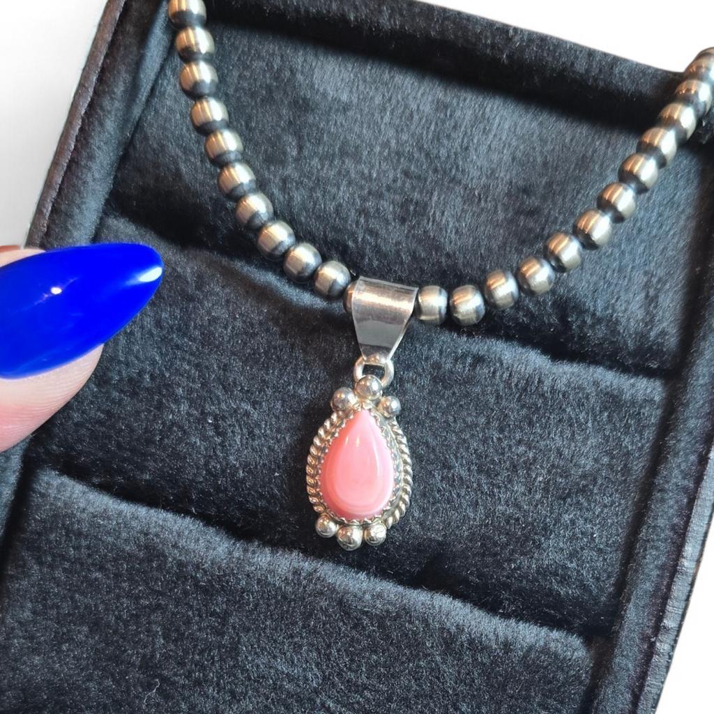 Native Made Pink Conch & Sterling Pendant