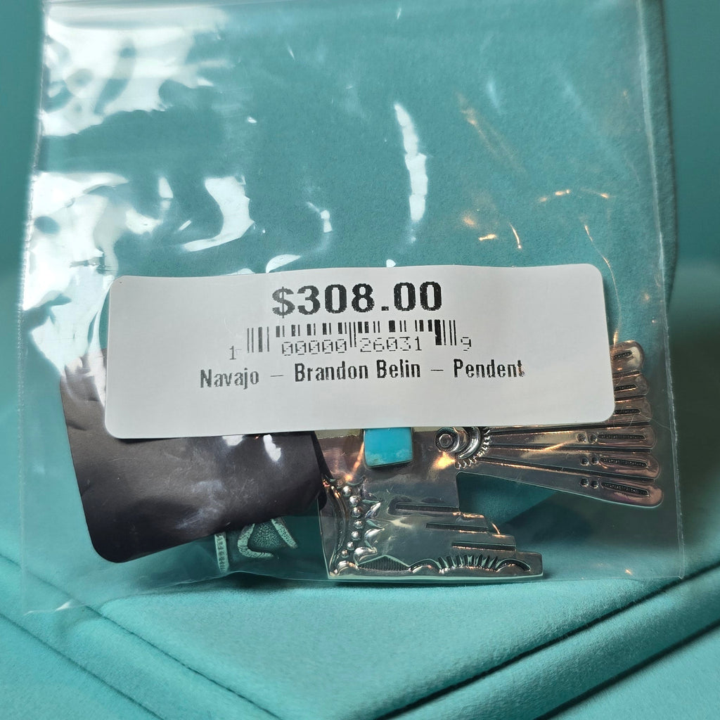 Brandon Belin Sterling & Turquoise Square Pendant