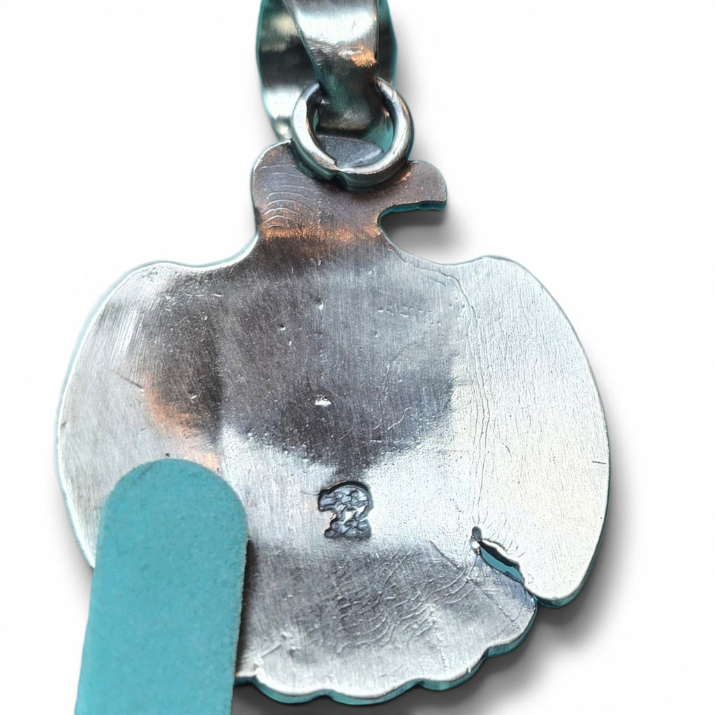 Native Made Kingman Turquoise & Sterling Bird Pendant