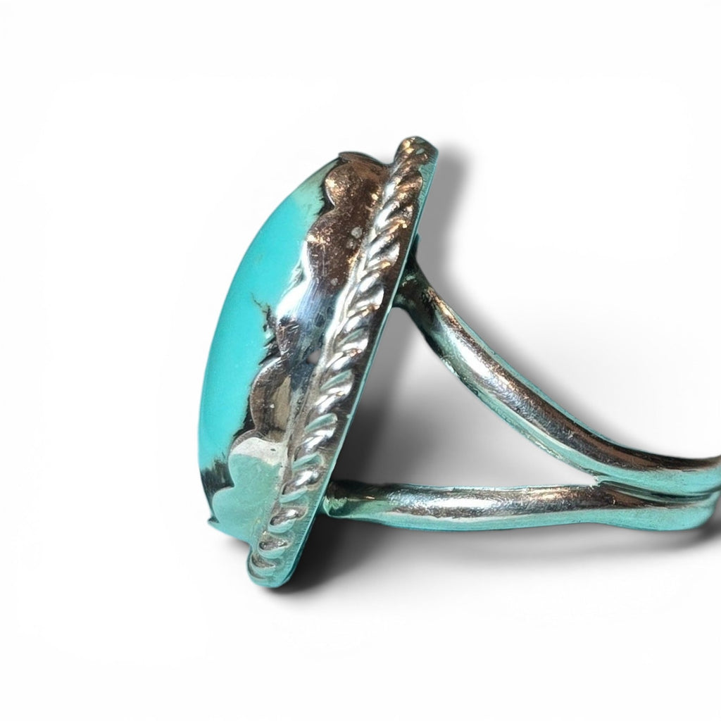 Native Made Kingman Turquoise & Sterling Ring Size 8.5