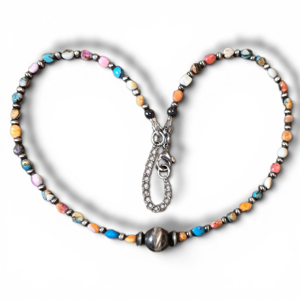 10 mm Center Sterling Pearl Orange Dahlia Necklace 14 - 16 inches