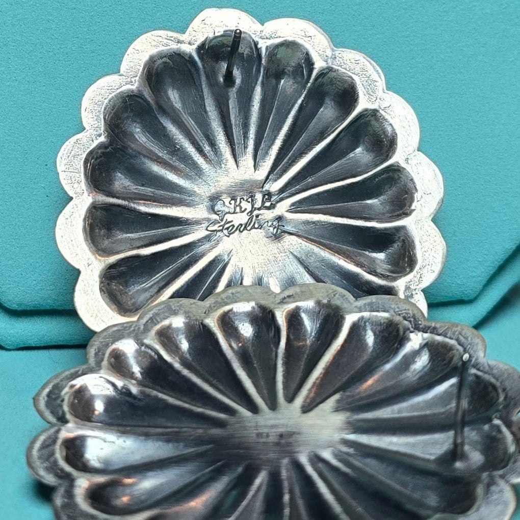 Glen Livingston Sonoran Mountain Turquoise Sterling Silver Repoussé Earrings