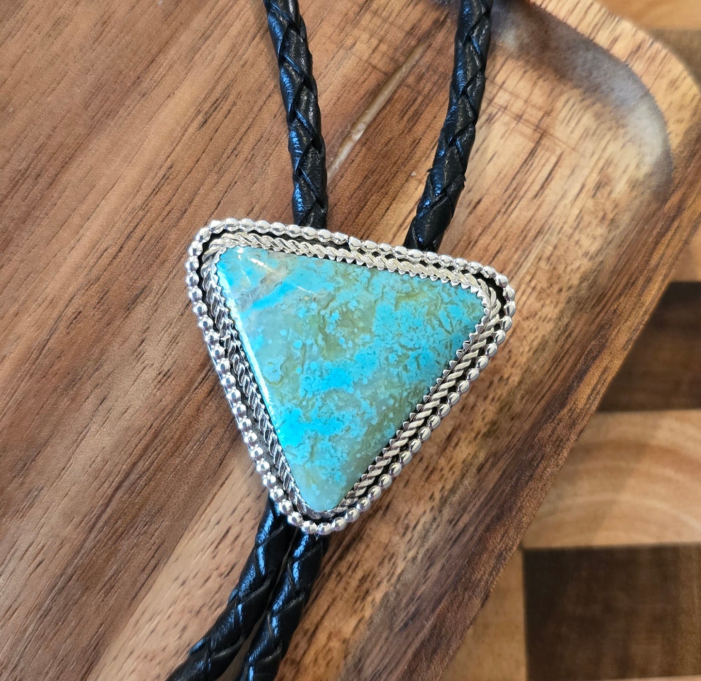 Turquoise, Sterling & Leather Bolo