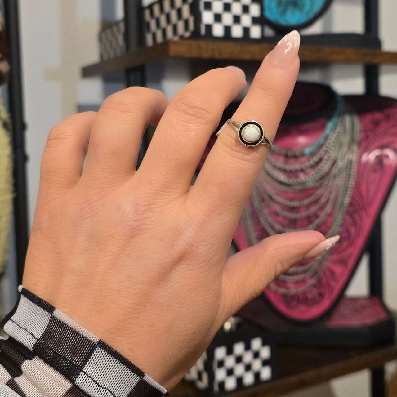 White Opal & Sterling Ring