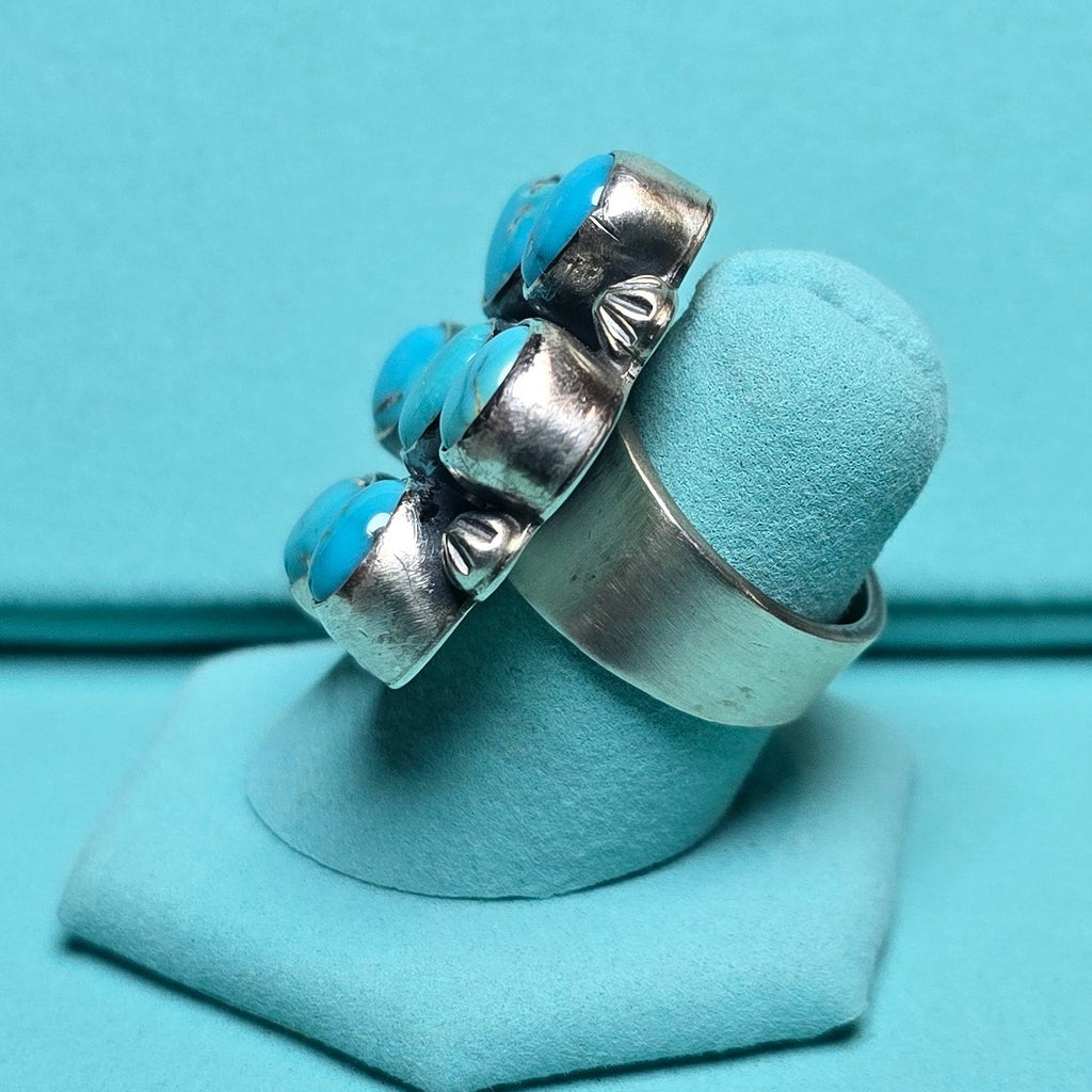 Kathleen Livingston Lone Mountain Turquoise Cluster Ring Size 7 (Thick band)