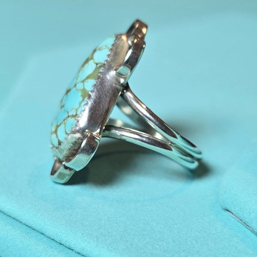 Calvin Tom Mine #8 Turquoise & Sterling Ring Size 9