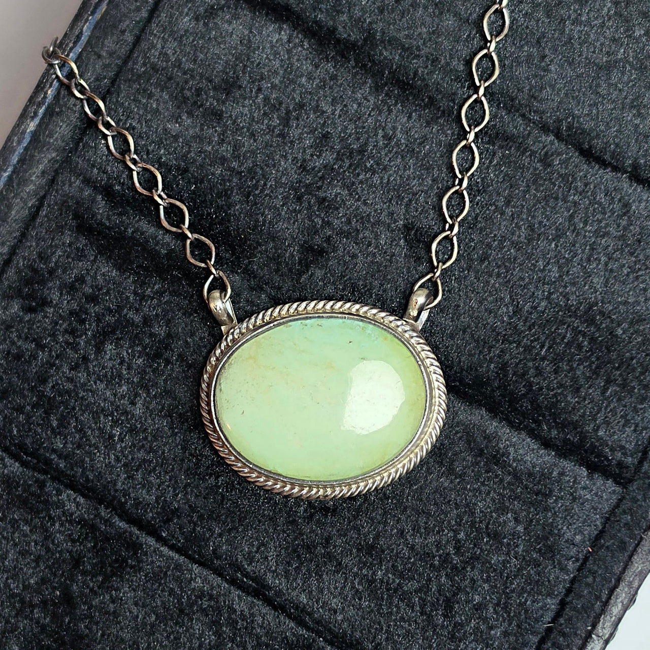 Native Made Green Turquoise & Sterling Necklace