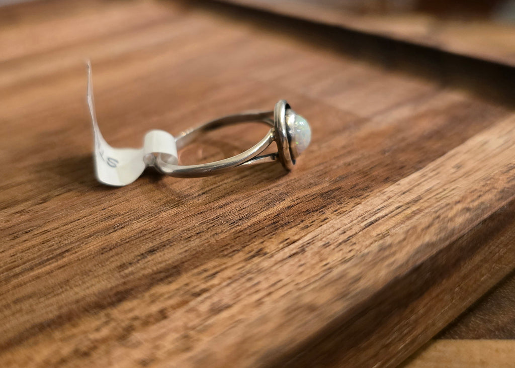White Opal & Sterling Ring