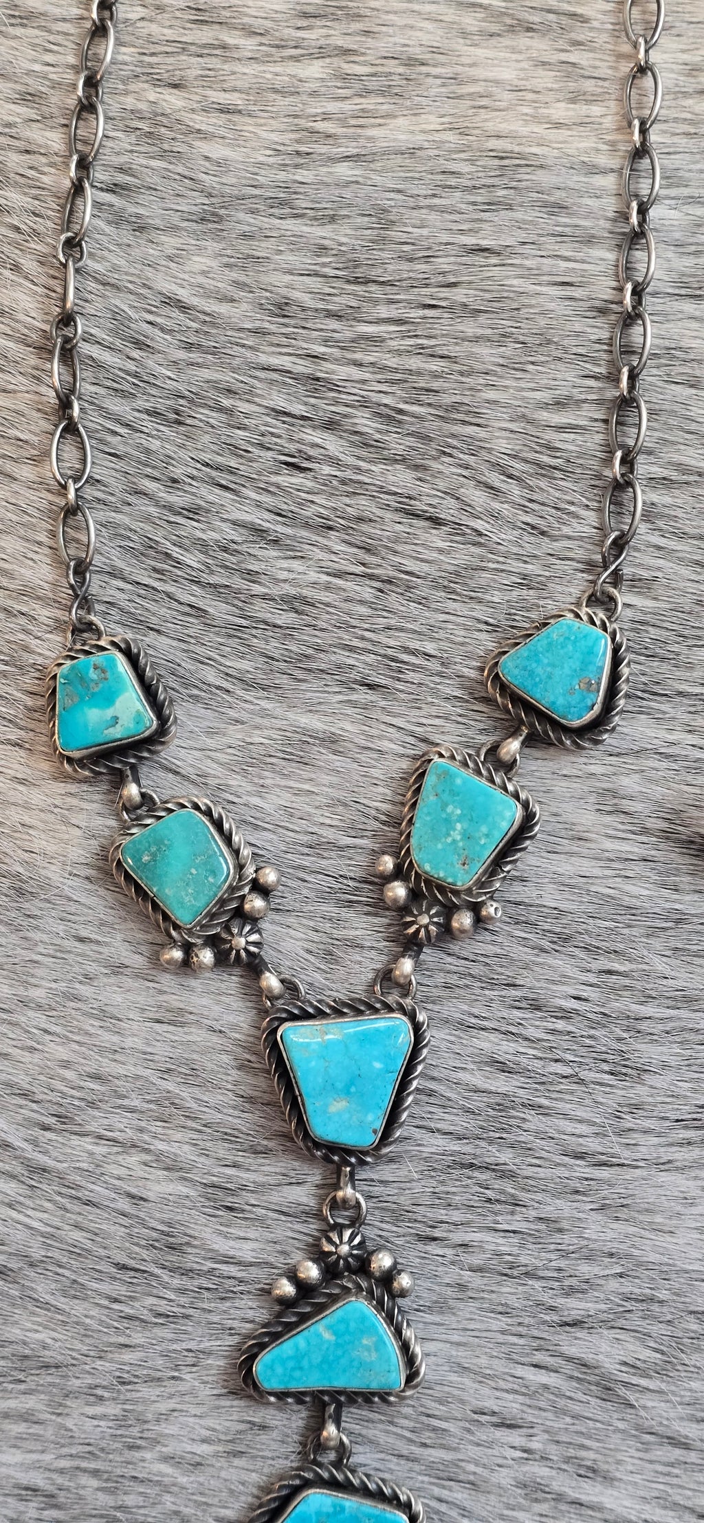 Eli Skeets Kingman Turquoise, Sterling Lariat & Earrings Set