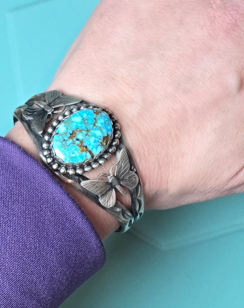 Darrin Livingston Waterweb Kingman Turquoise Butterfly Cuff