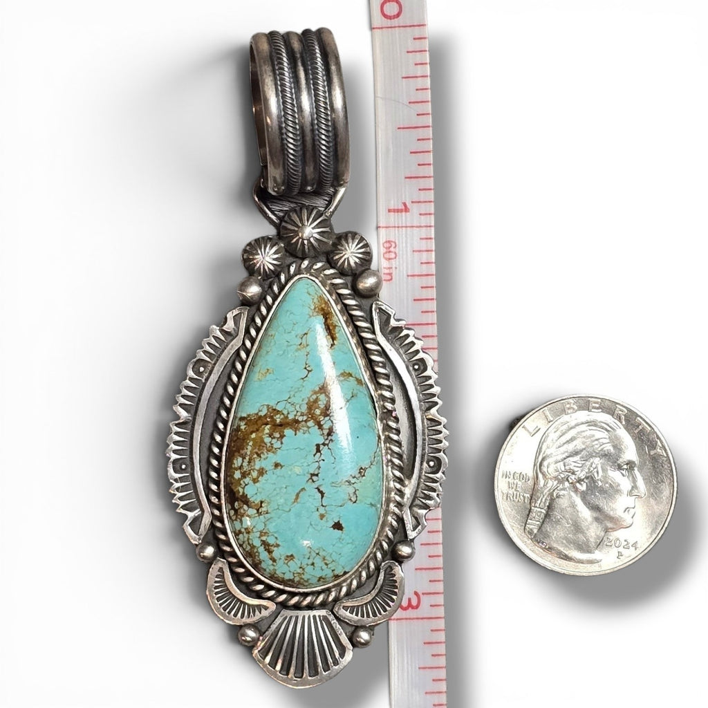 Native Made Kingman Turquoise & Sterling Pendant