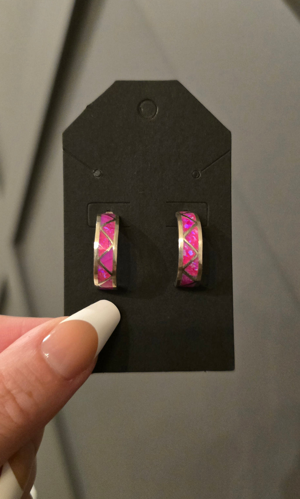 Hot Pink Opal & Sterling Earrings