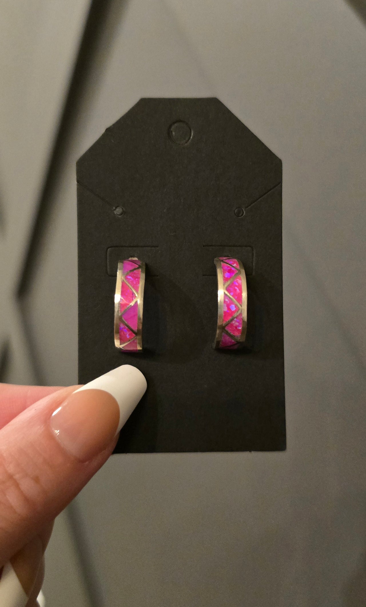Hot Pink Opal & Sterling Earrings