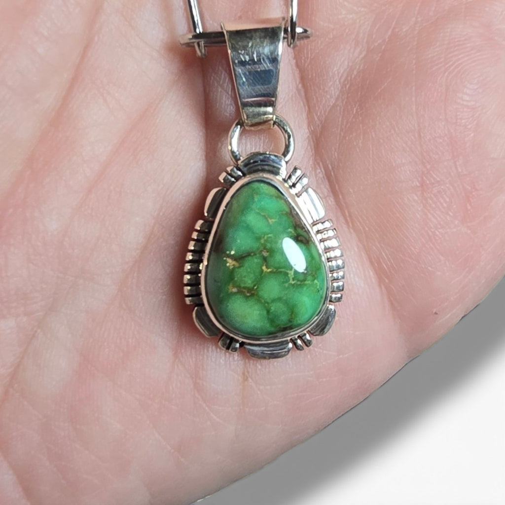 Native Made Sonoran Gold & Sterling Pendant With Free Stainless Steel Paper Clip Chain