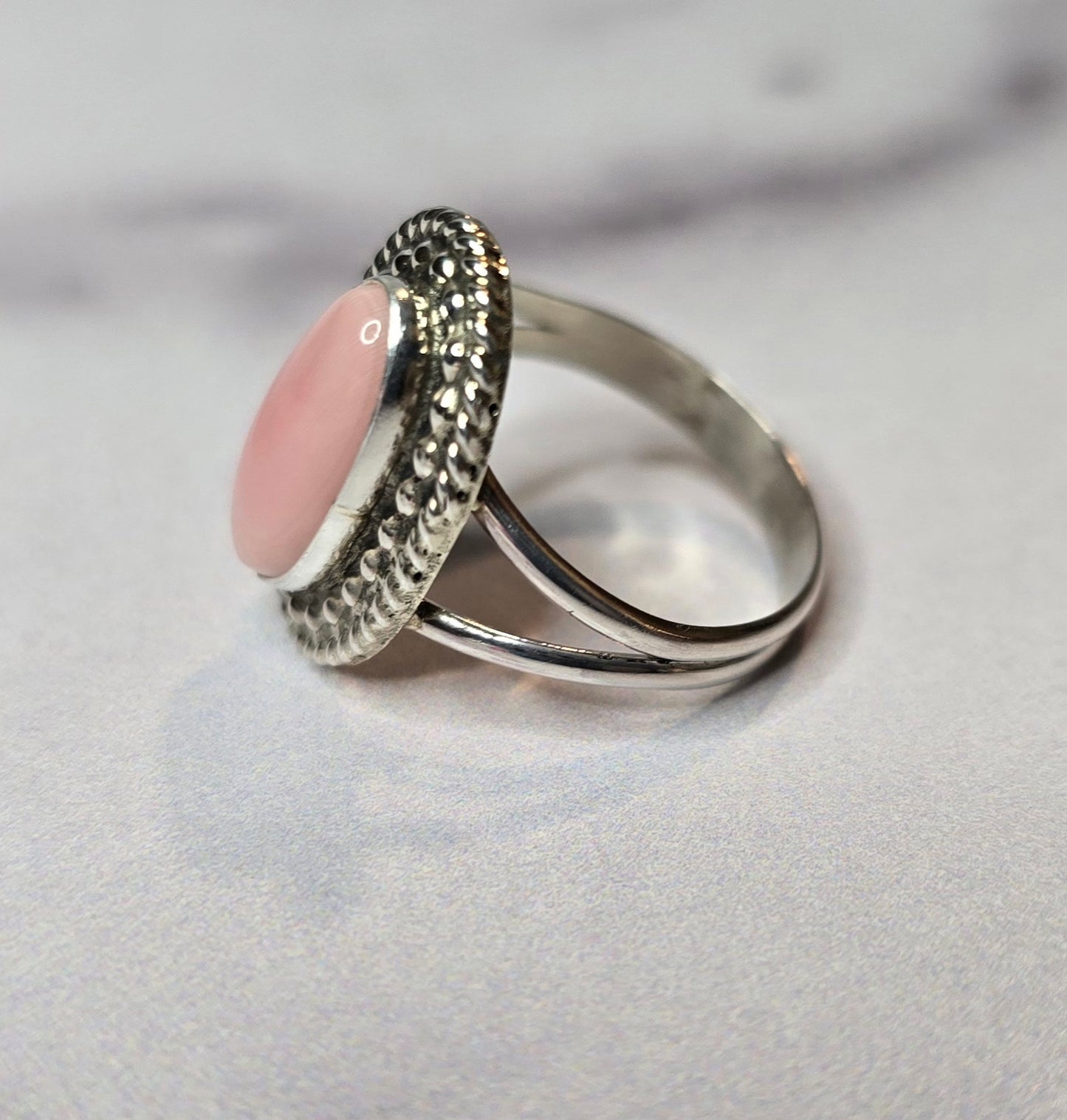 Pink Conch and Sterling Size 7.5