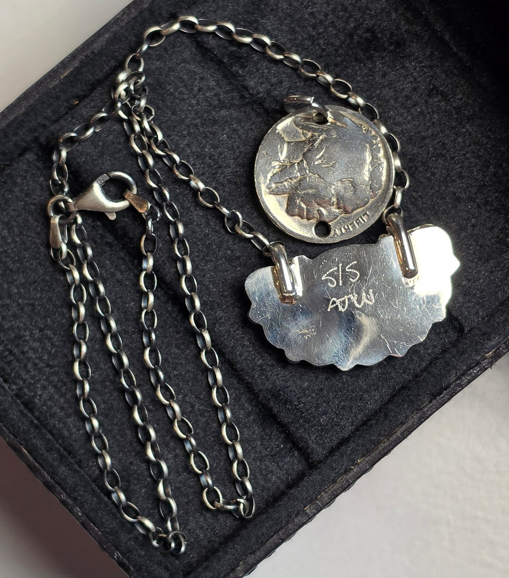 Native Made Kingman Turquoise & Sterling Cluster Necklace