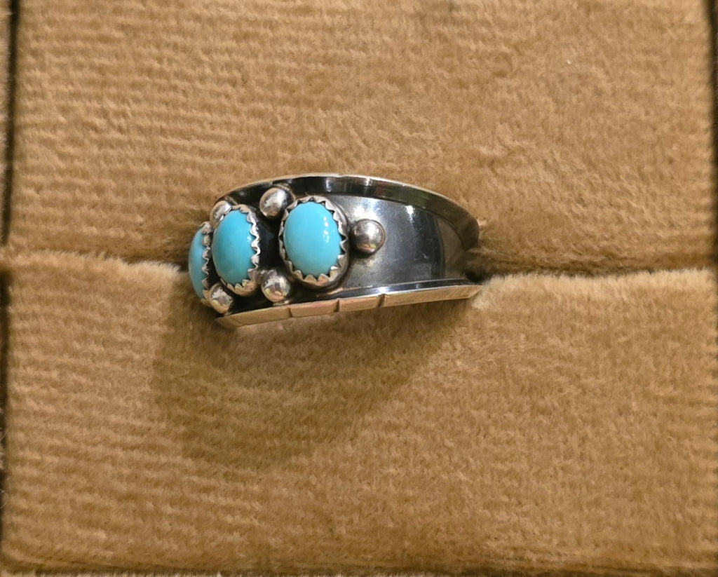 Turquoise & Sterling 3 Stone Ring