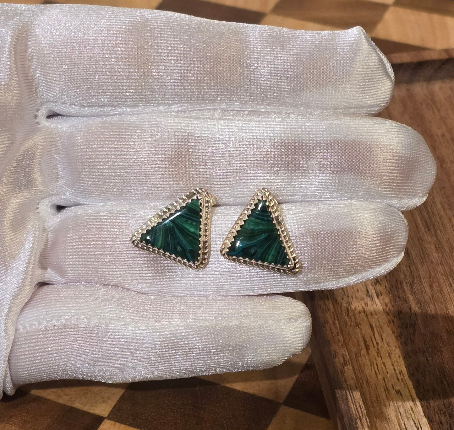 Malachite and Sterling Earrings