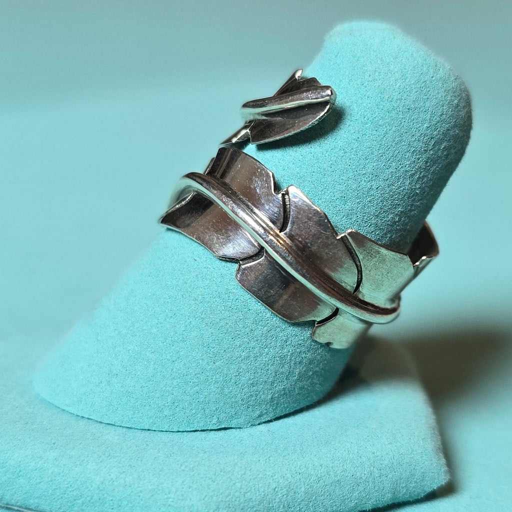 Clayton Chez Tsosie Sterling Feather Ring Adjustable